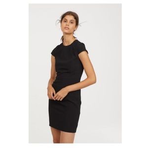 H&M black sheath dress w/pintucked collar, size 10